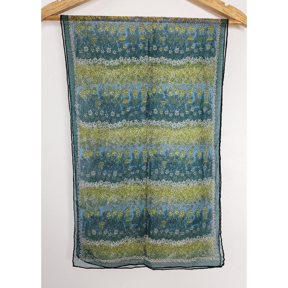 VTG 60s Vera Neumann Chiffon Scarf Hand Rolled Edges Floral Fashion Accessory